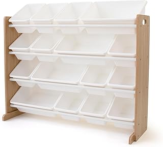 Humble Crew Supersized Toy Storage Organizer with 16 Removable Bins, Natural/White – Large Toy Storage for Toddlers Ideal for Kids' Rooms, Playrooms, and Nurseries - Modern Toy Bins for Kids