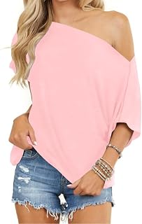 Eniloyal off shoulder tops for women, batwing long sleeve shirts, loose blouse, fashion, oversized tunic, pullover