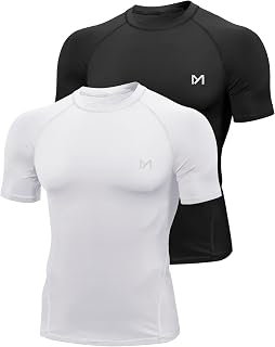 MEETYOO Men's Compression T-Shirt, Long/Short Sleeve Sports T Shirt for Running Cycling Fitness