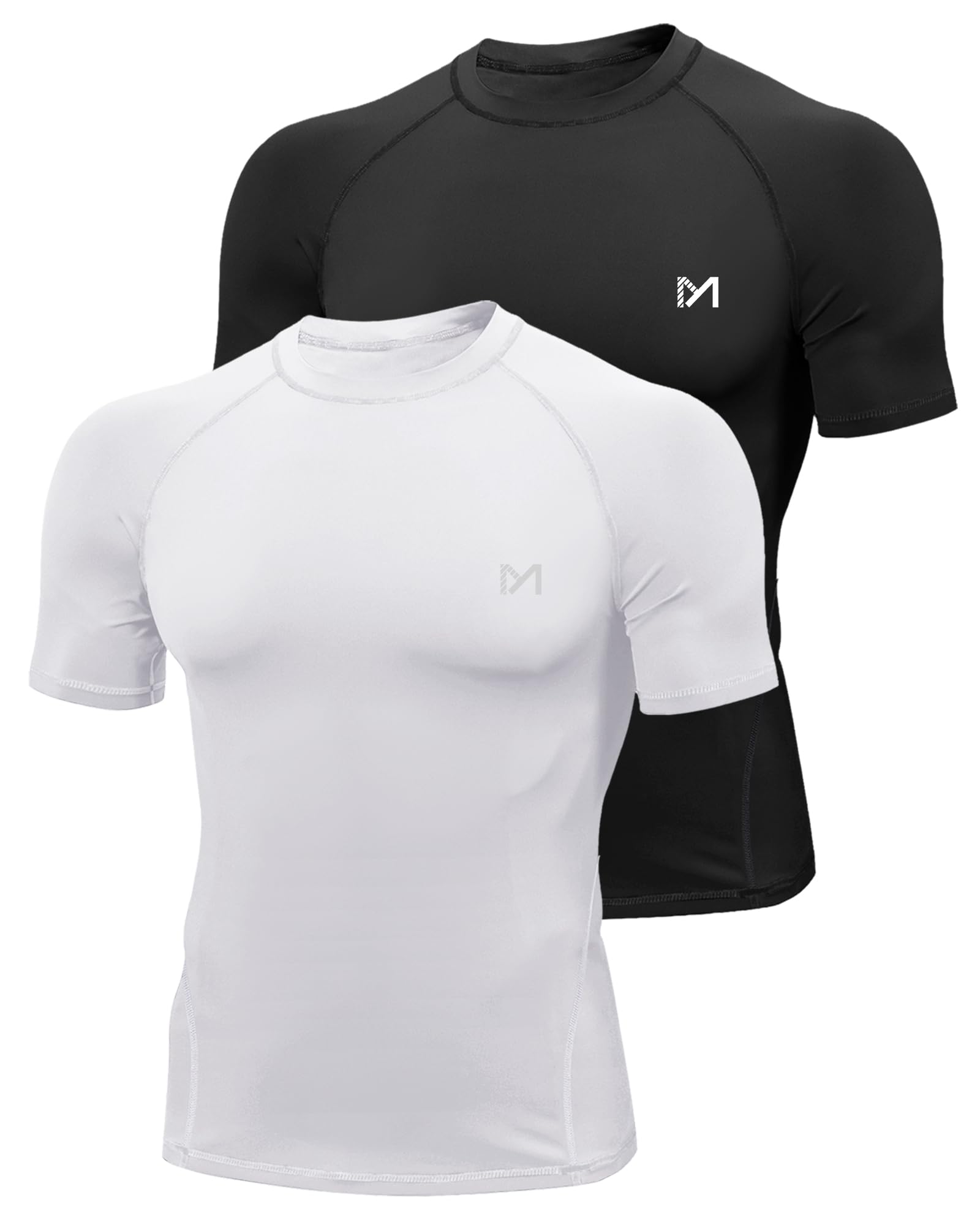 MEETYOO Men's Compression T-Shirt, Long/Short Sleeve Sports T Shirt for Running 