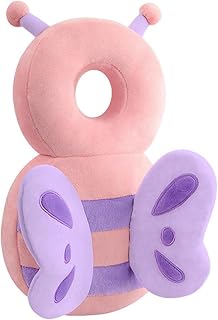 Baby Walker Head Protector Toddler Adjustable Baby Head Protection Backpack Wear Safety Pad (Pink Butterfly)