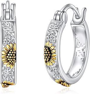 POPLYKE Sterling Silver Flower Hoops Earrings Small Huggie Earrings Jewelry Gift for Women