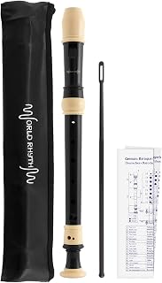WR-805 Descant School Recorder | Includes Bag, Cleaning Rod and Fingering Chart - Soprano - English/Baroque Fingering - Black & Ivory