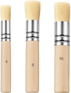 3 Pcs Stencil Brushes for Stenciling, Ymapinc Wooden Paint Brush | 3 Sizes Natural Bristle Stencil Brush for Acrylic Painting, Canvas, Chalk Painting, DIY Projects Template Brush for Crafts