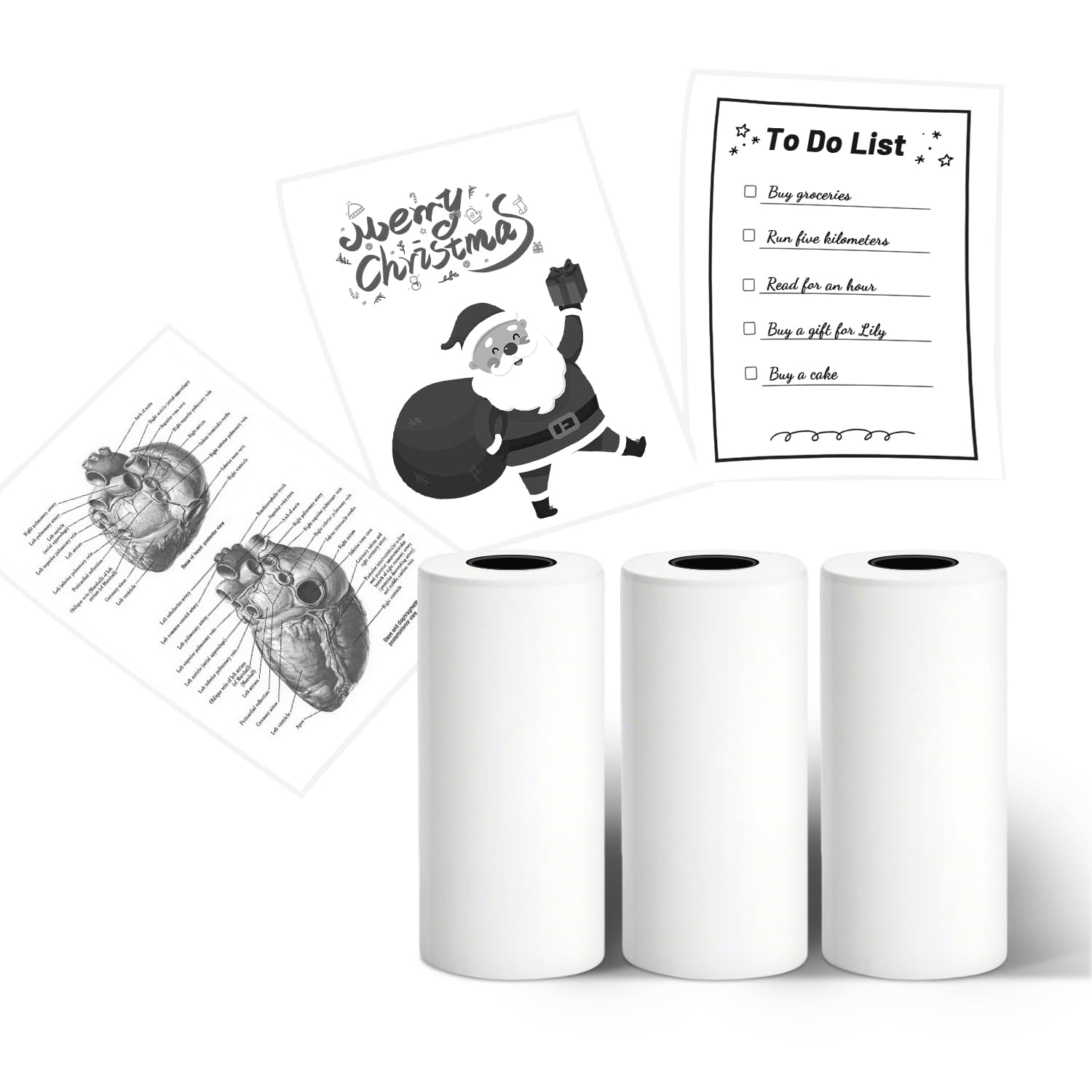 NADAIIN 3 Rolls White Mini Thermal Printer Sticker Paper | Mini Pocket Printer S