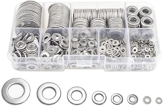360pcs 304 Stainless Steel Washers Assortment Kit 8 Sizes (M2, M2.5, M3, M4, M5, M6, M8, M10)
