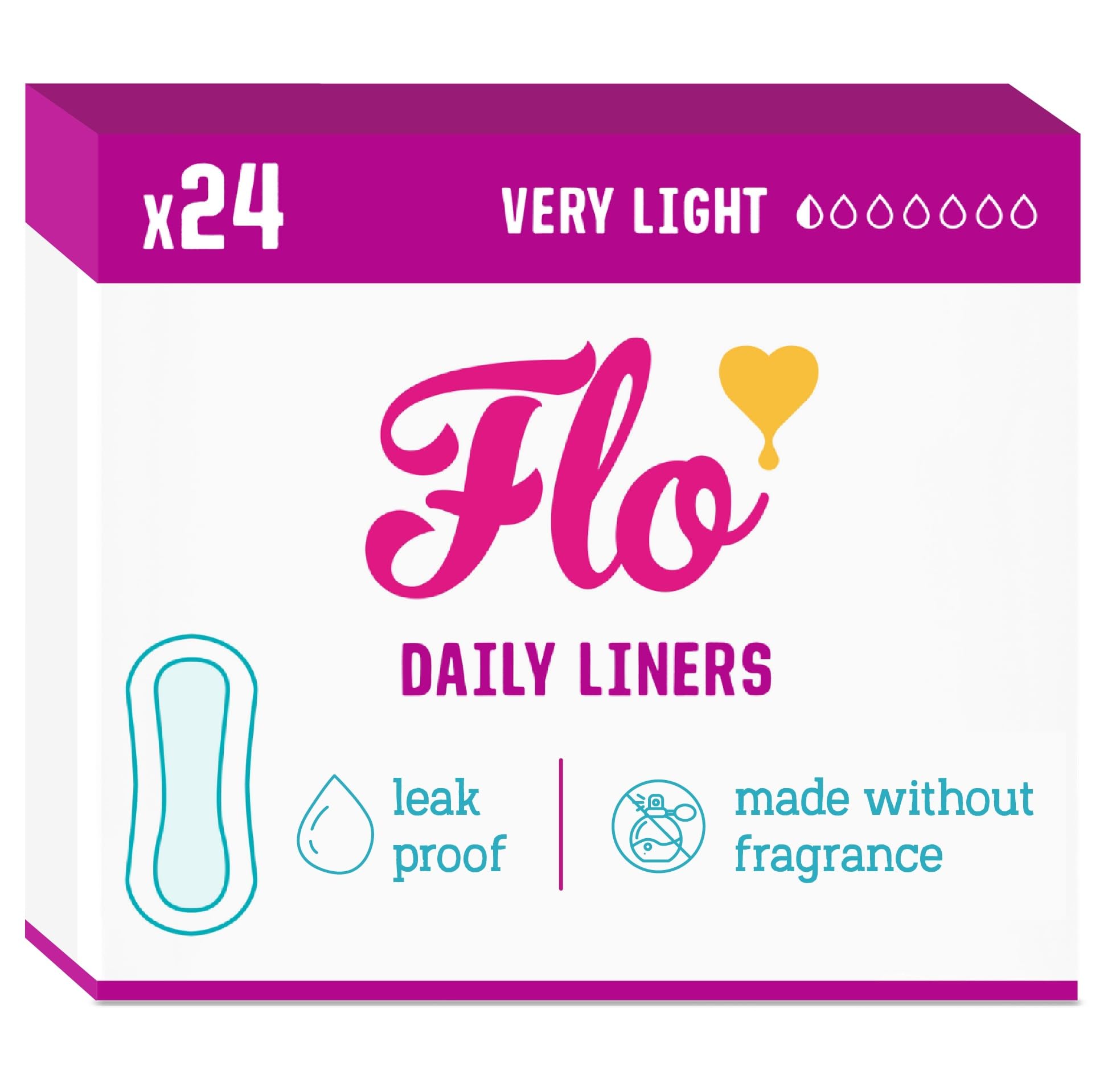 Flo - Daily Liners (24 Pack), Very Light Flow, Made with Organic Bamboo | Wrappe
