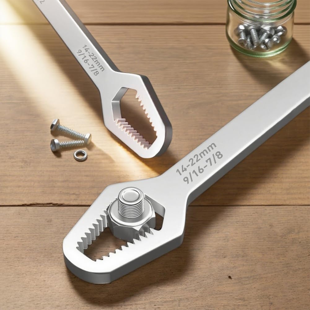 Adjustable Wrench Tool, Self-Adjusting Torx Wrench with Double End Design (Silve