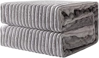 MIULEE Flannel Fleece Throw Blankets Soft Warm Comfortable Throws for Sofa Corduroy Fluffy Blanket Bed Throw for Bedroom Couch Travel Kids Bedroom Accessories 85x95Inch Grey