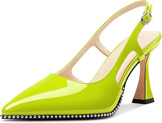 Castamere Escarpins habillés à bout pointu et à talons hauts pour femme avec bride arrière et perles de 8,9 cm