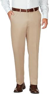 Haggar Men's Work to Weekend Hidden Stretchy Waist Non-Iron Flat Front Trousers 41114957522