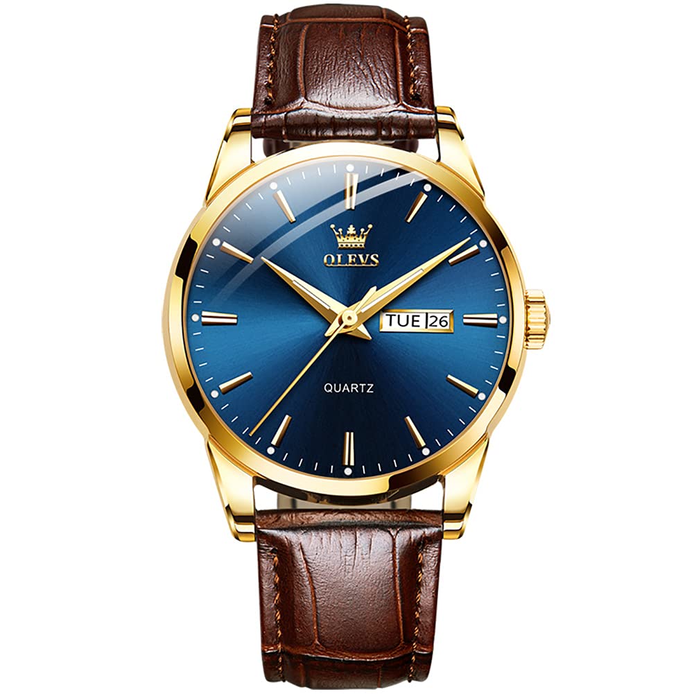 OLEVS Watches for Men Leather Men Easy Read Watches, Arabic Numerals Simple Styl