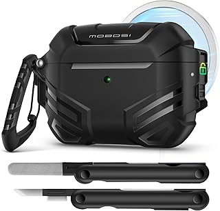 MOBOSI for AirPods Pro 3 Case, Fit for MagSafe, Black | Compatible with AirPods Pro 3rd Gen Cover, Military Grade Protection Shell with Lock, Cleaner Kit&Keychain for Men(2025)