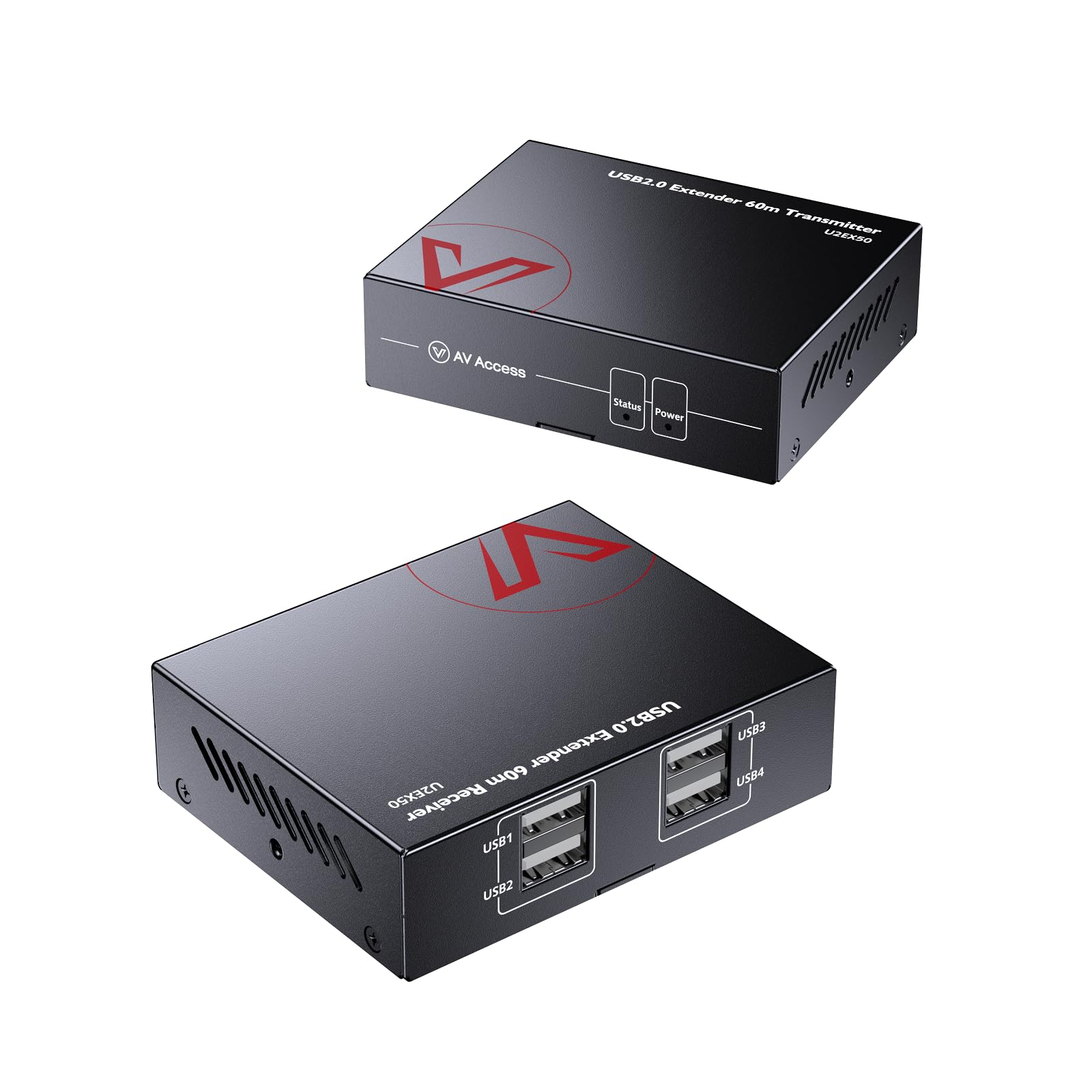 AV Access USB Over Ethernet Extender Kit, USB 2.0 480Mbps, 4-Port Hub | USB Over