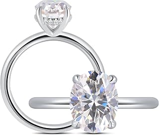 Oval Moissanite Engagement Ring 925 Sterling Silver Solitaire Wedding Band