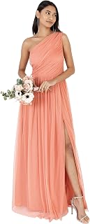 Anaya with Love Women's Ladies Maxi One Cold Shoulder Dress with Slit Split Sleeveless Prom Wedding Guest Bridesmaid Ball Evening Gown