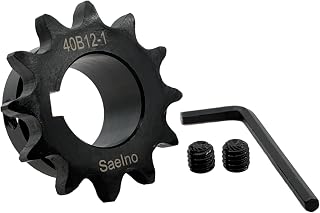 Saelno #40 Roller Chain Sprocket Type B 1 inch Bore 12 Tooth, Hardened Antirust 1045 Steel Drive Sprockets 40B12-1