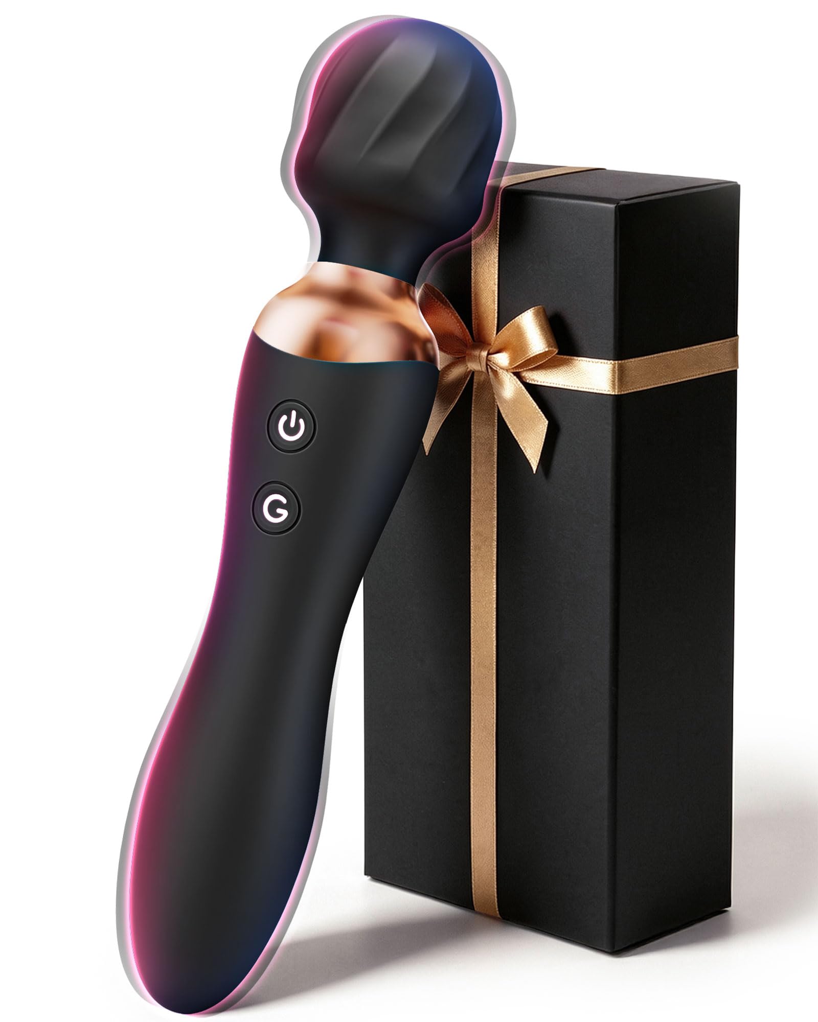 MOOLIGIRL Vibrator Wand Dual-Ended, Sex Toys for Women, 24 Vibration Patterns, P