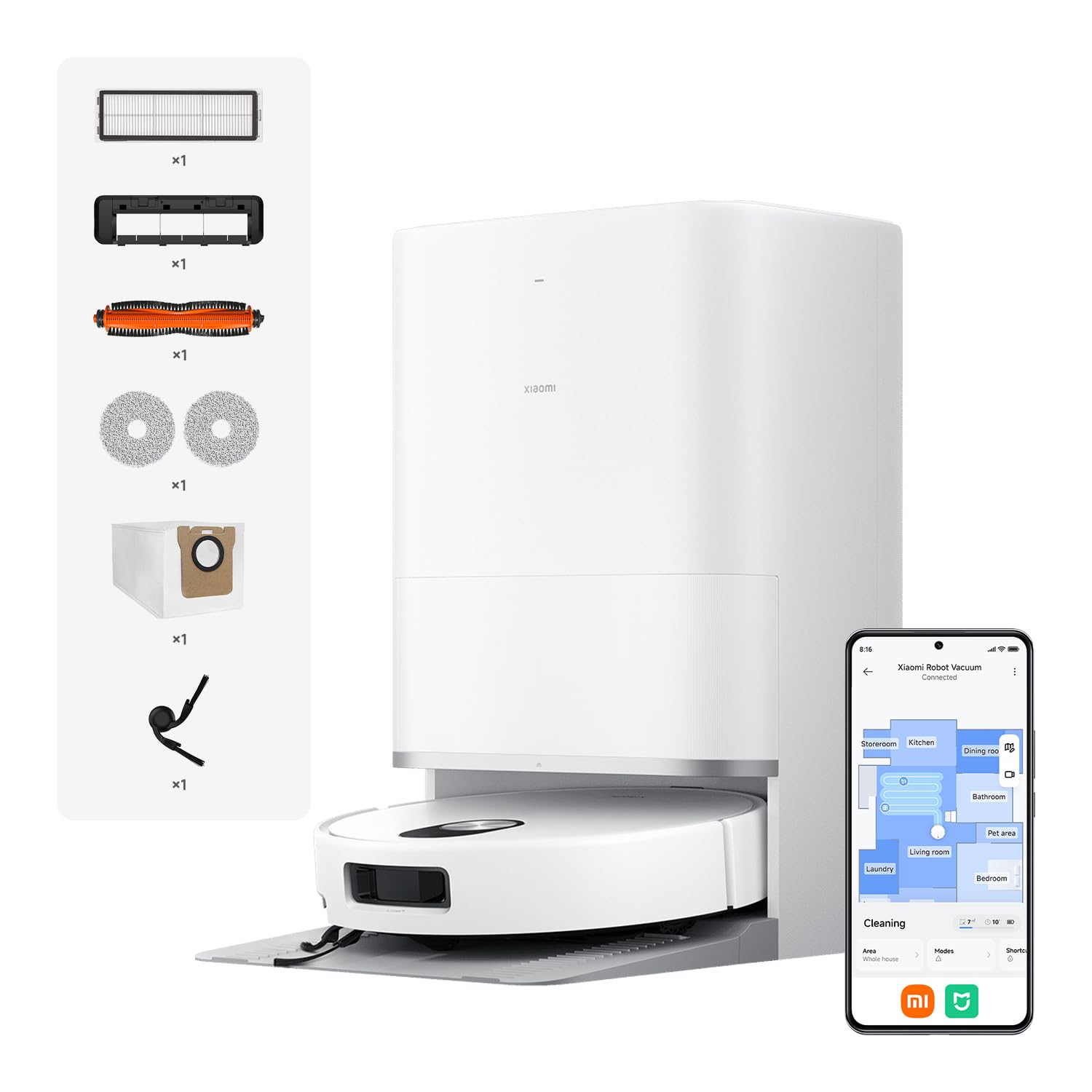 XIAOMI 5 Pro Robot Vacumm Cleaner with Mop, 20000 Pa, AI Obstacle Avoidance