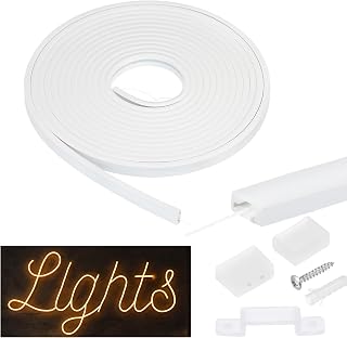 sourcing map 16.5ft/5m LED Diffuser Channel, 13x5mm Silicone LED Channel System, Flexible Neon Rope Light Strip with Cover, End Caps for 10mm Light Strips Indoor Outdoor Ambient Decor