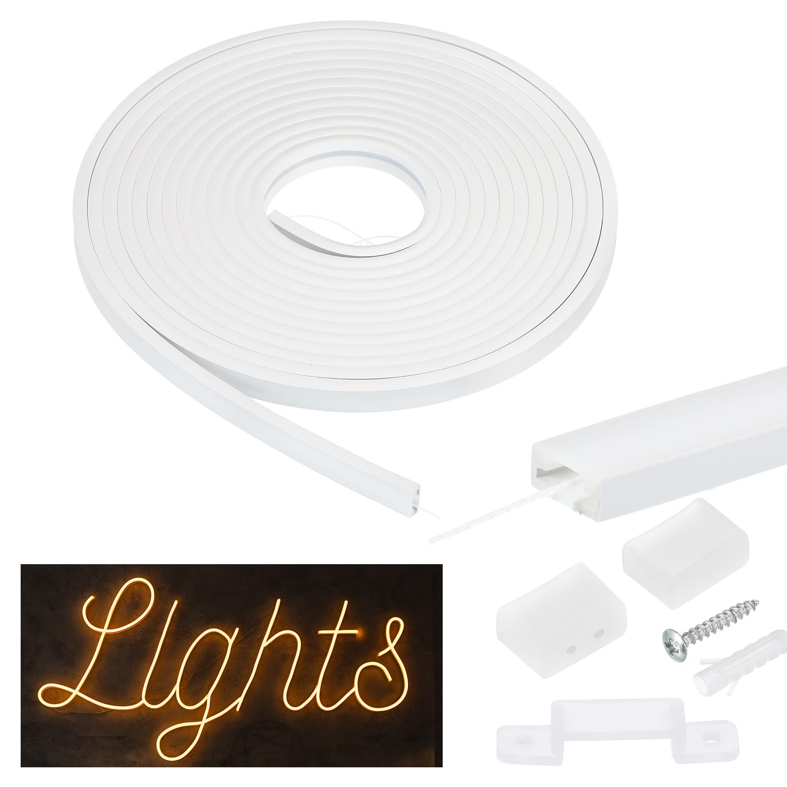 sourcing map 16.5ft/5m LED Diffuser Channel, 13x5mm Silicone LED Channel System,
