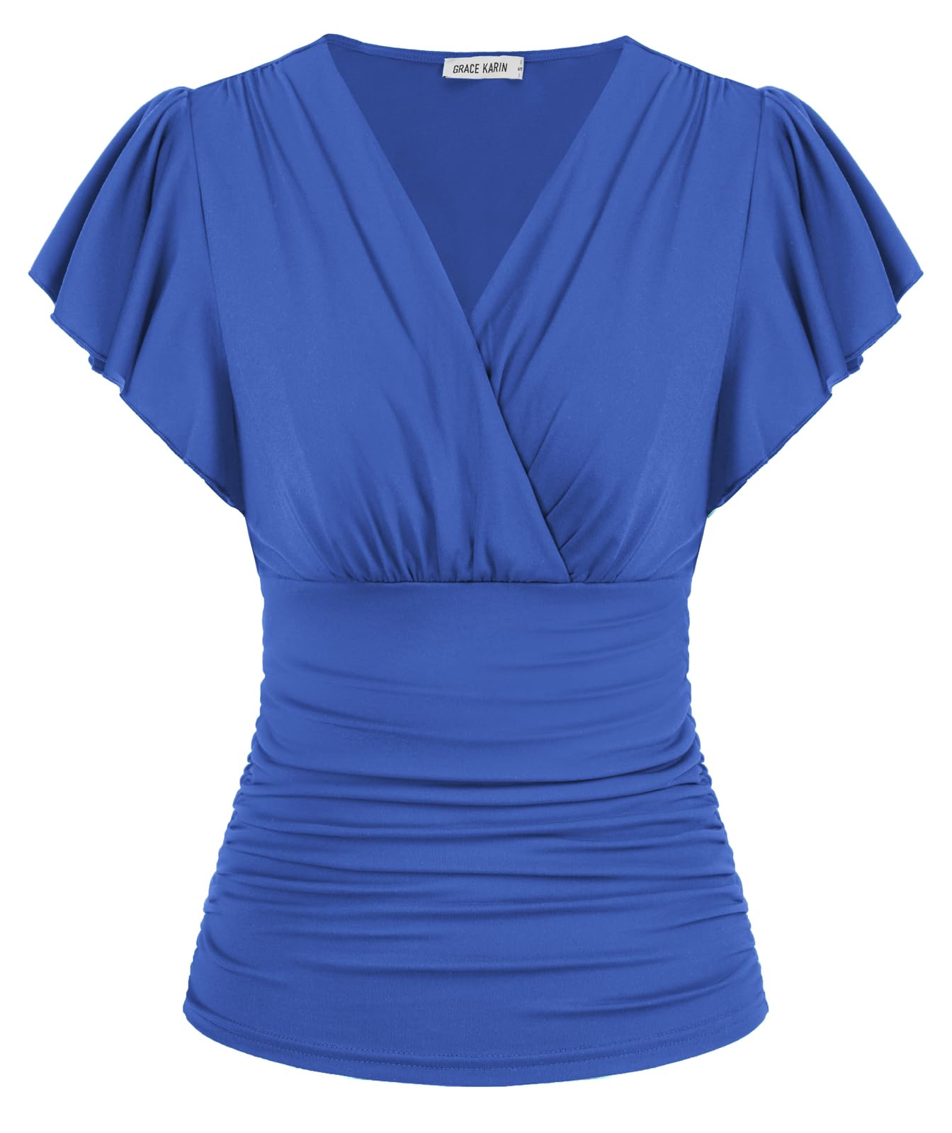 GRACE KARIN Women 3/4 Sleeve Sequins Top Shiny V-Neck Tunic Elegance Shirt Party