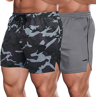 COOFANDY Men's 2 Pack Gym Workout Shorts Quick Dry Athletic Shorts 5 Inch Lightweight Sports Running Shorts with Pockets