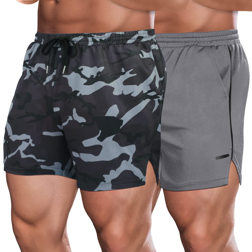 COOFANDY Men's 2 Pack Gym Workout Shorts Quick Dry Athletic Shorts 5 Inch Lightw