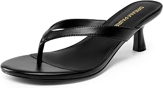 DREAM PAIRS Tongs à talon bas avec lanière, chaussures d'été élégantes à enfiler pour femme