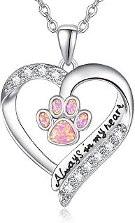 KINGWHYTE Dog Paw Necklace Heart Pendant 925 Sterling Silver Paw Print Jewelry Gifts For Animal Lovers Women Girls Birthday Gifts