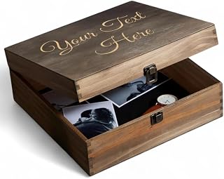 Personalized Wooden Keepsake Box, Custom Engraved Memory Box with Lid | Treasure Chest, Men's Jewelry and Letter Storage, Baby Keepsake, Wedding, Birthday, Graduation, Retirement, Time Capsule Gift