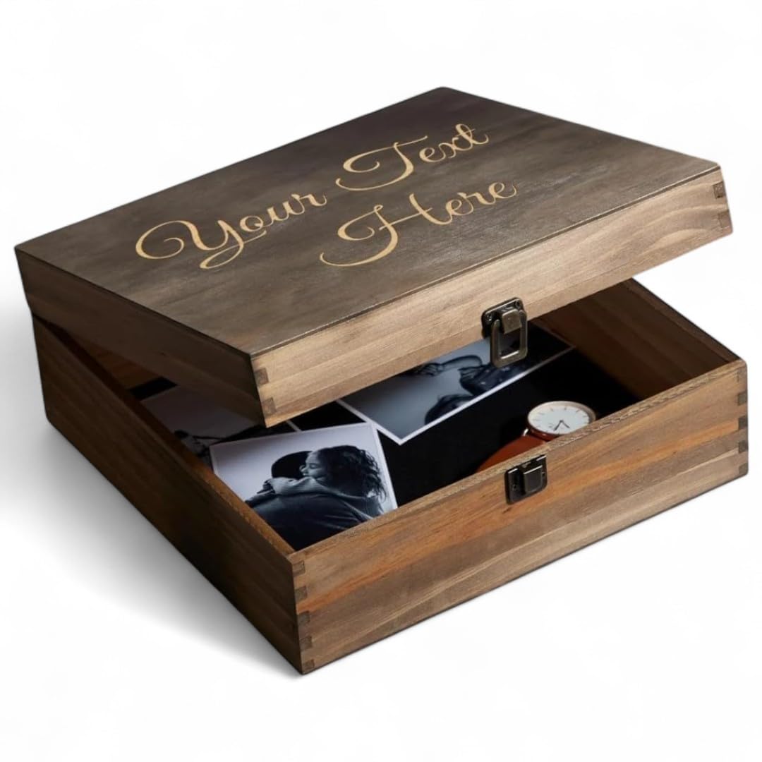 Personalized Wooden Keepsake Box, Custom Engraved Memory Box with Lid | Treasure