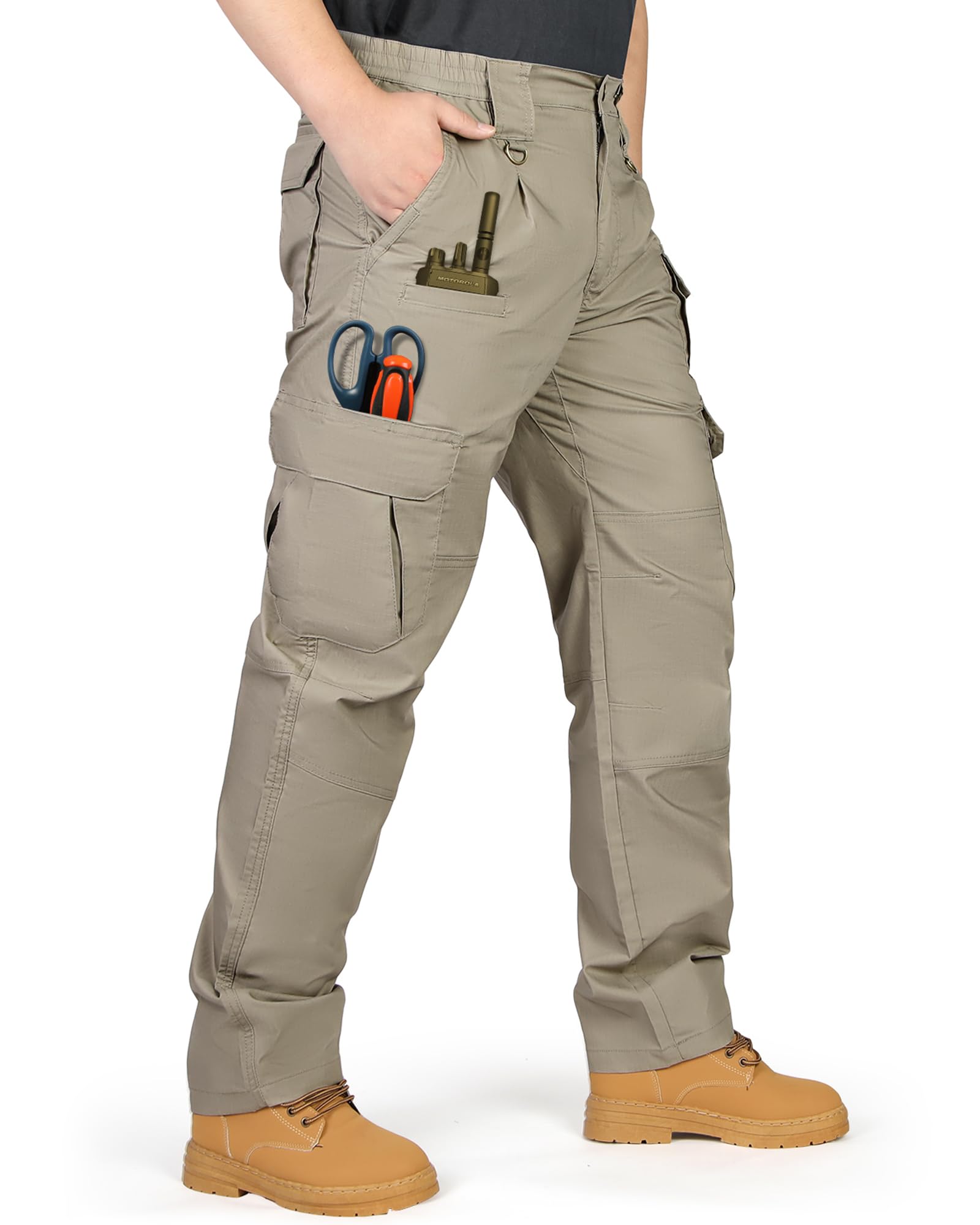 IGOLUMON Mens Work Trousers Mens Cargo Trousers Stretch Fit Multi-Pockets