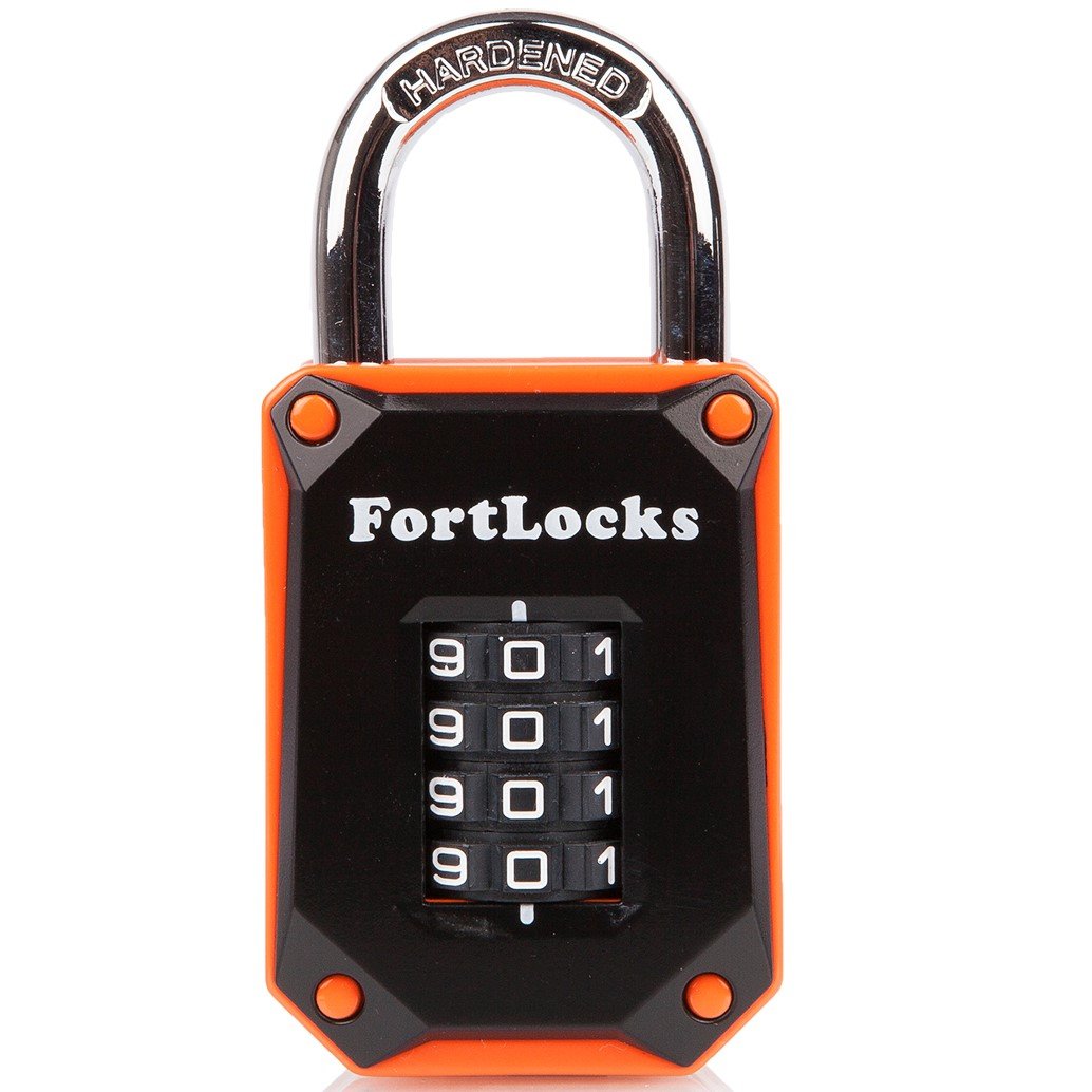 FortLocks Gym Locker Lock, 4-Digit Indoor & Outdoor Combination Padlock | Weathe