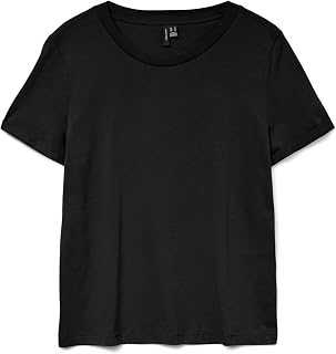 VERO MODA Basic Crewneck T-Shirt with Pleat to the Sleeves.