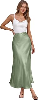 Hybrid & Company Women's High Waist Satin Maxi Skirt