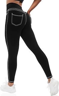 VOOVEEYA Curvy Womens Leggings, High Waisted Yoga Pants with Back Pockets