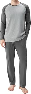 David Archy Men's Cotton Raglan Sleepwear Long Sleeve Top & Bottom Pyjama Lounge Set