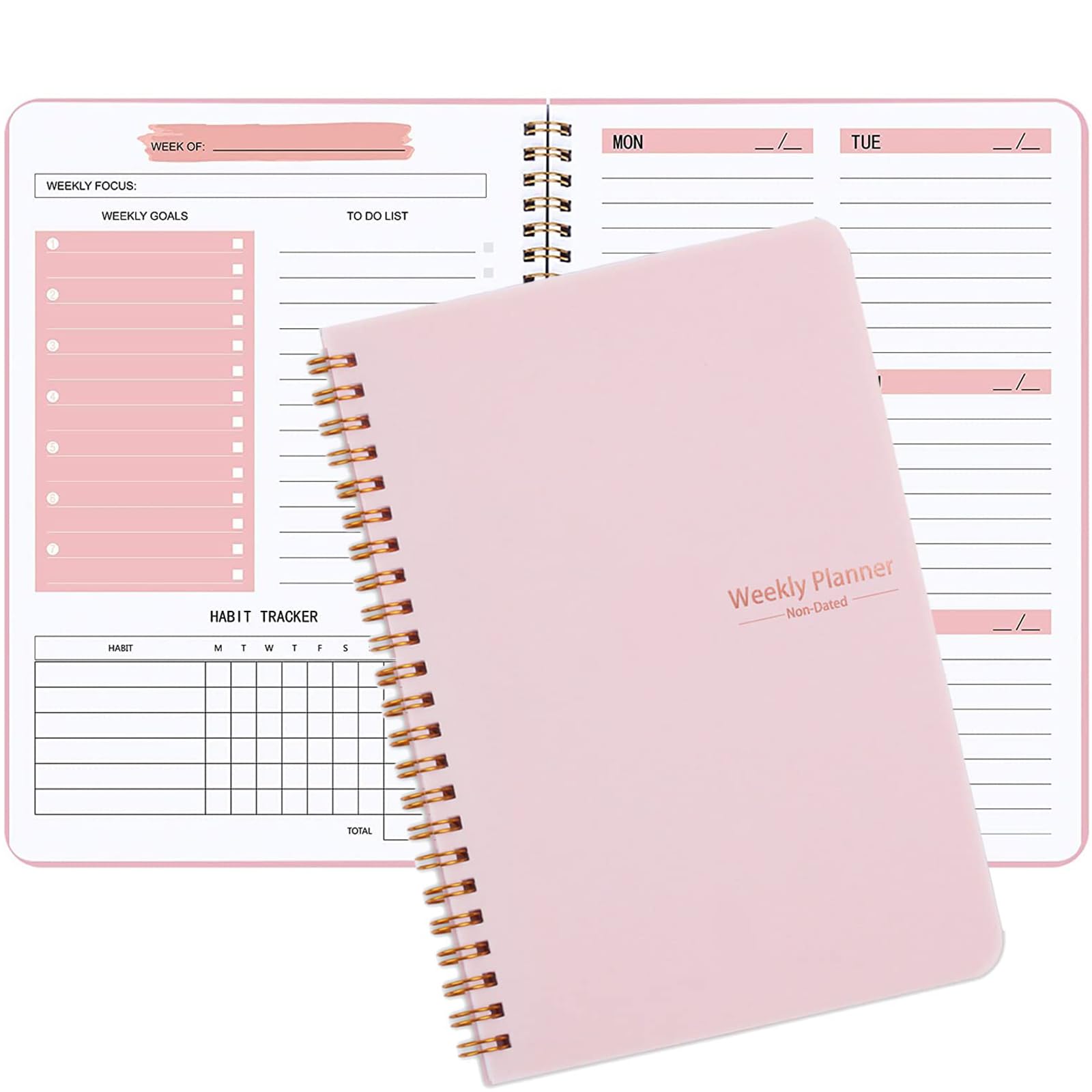 Weekly Planner Notebook A5, Undated To Do List Notebook Diary 52 Weeks | Weekly 