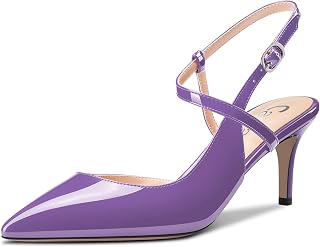 Castamere Women's Lace Toe Cap Medium Kitten Heel Ankle Strap Pumps Slingback Dress Sandals Buckle Office Shoes Shoes 6.5 cm Heels