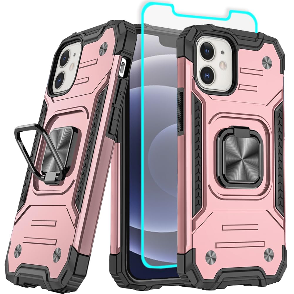 for iPhone 12 Case, iPhone 12 Pro Case with HD Screen Protector, HNHYGETE 360°Mi