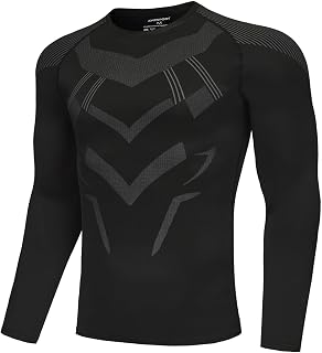 AMZSPORT Men's Compression Jersey Thermal Long Sleeve Shirt Gym Compression Shirt Cycling Sports Running