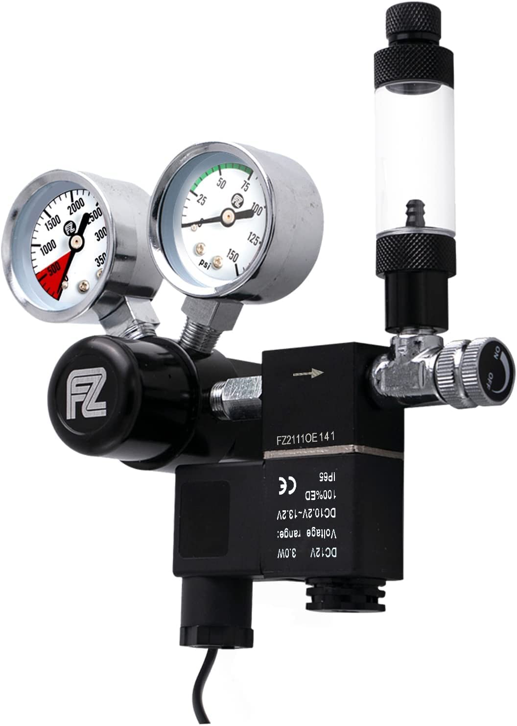 FZONE Aquarium Co2 Regulator DC Solenoid with Big Dual Gauge Display and Bubble 