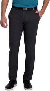 Haggar Men's Big and Tall Cool Right Performance Flex Solid Classic Fit Flat Front Trousers Casual Trousers