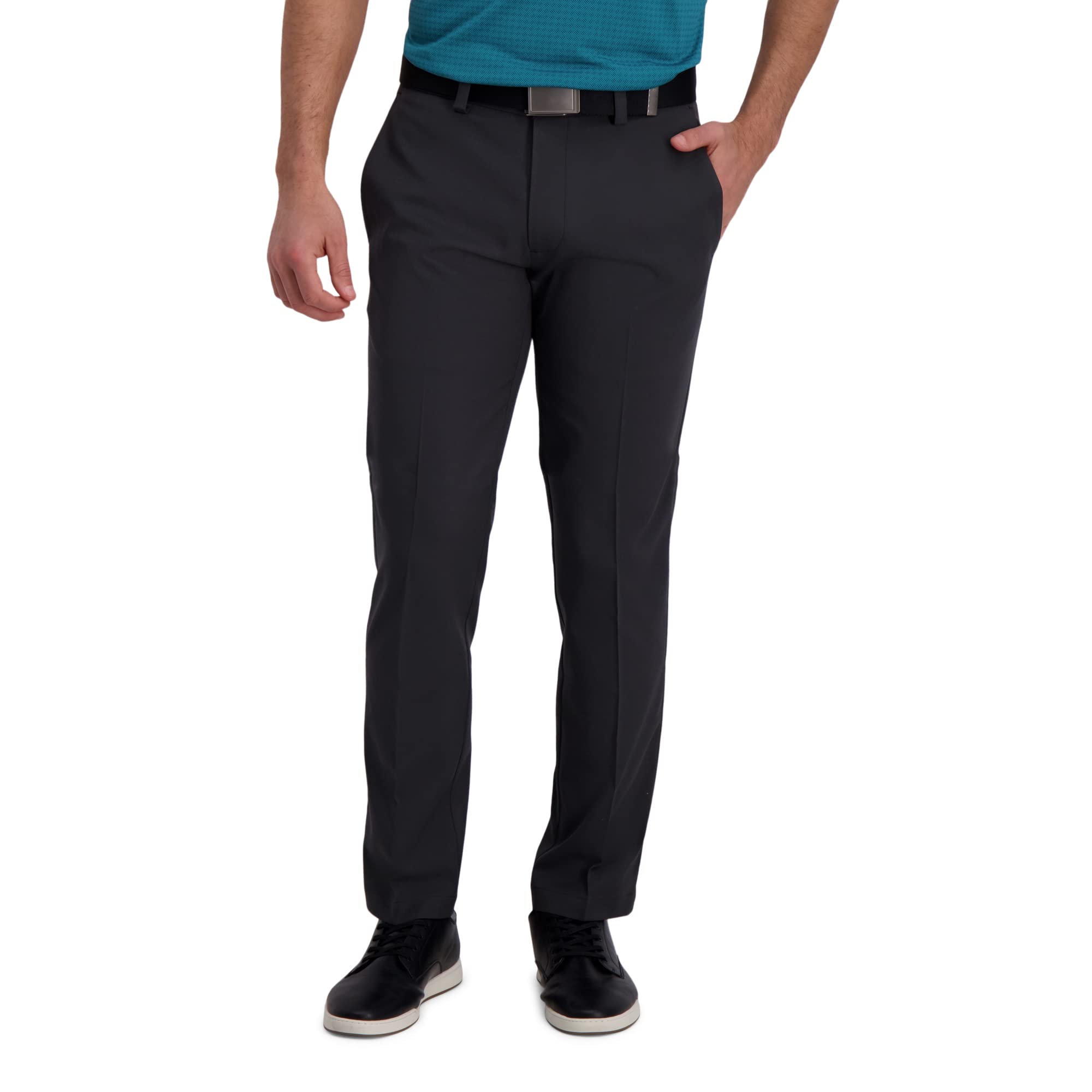 Haggar Men's Big and Tall Cool Right Performance Flex Solid Classic Fit Flat Fro