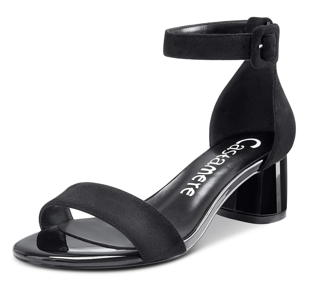 Castamere Women's Pumps Sandals Ankle Strap Open Toe Wide Heel 5CM
