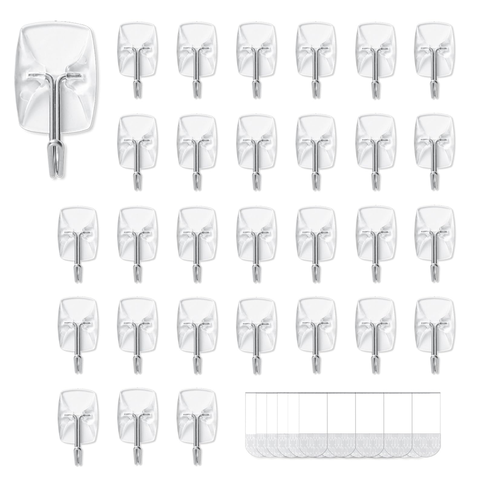 MOVELYST Clear Wall Hooks for Hanging, 30 Hooks+40 Strips, Value Pack (S) | Remo