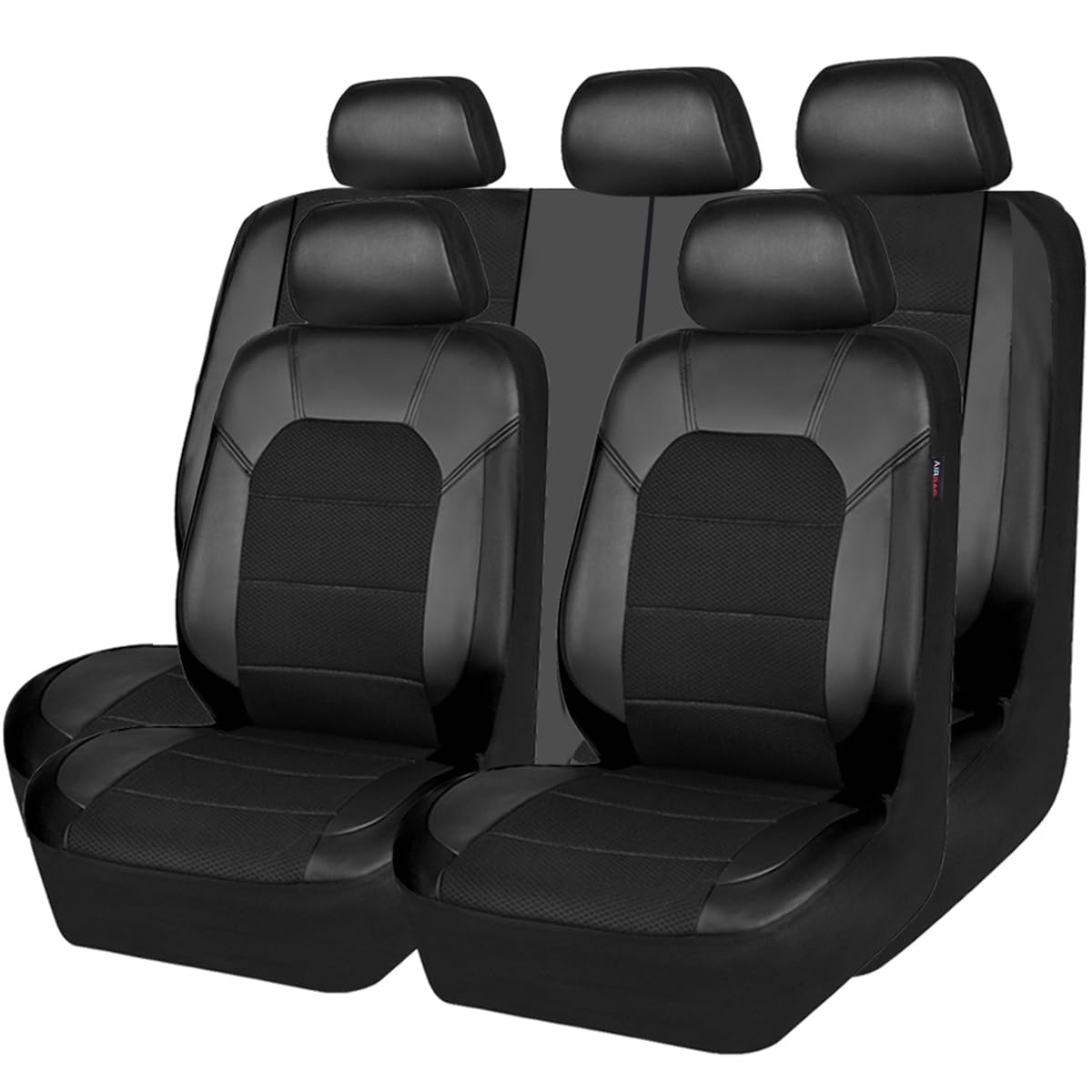 CAR PASS Leather and 3D Air Mesh Universal Fit Car Seat Covers, for Sedans,Truck