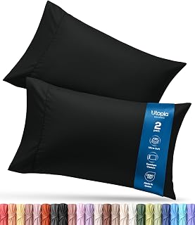 Utopia Bedding Queen Pillow Cases - 2 Pack - Envelope Closure - Soft Brushed Microfiber Fabric - Shrinkage and Fade Resistant Pillow Covers Queen Size 20 X 30 (Queen, Black)