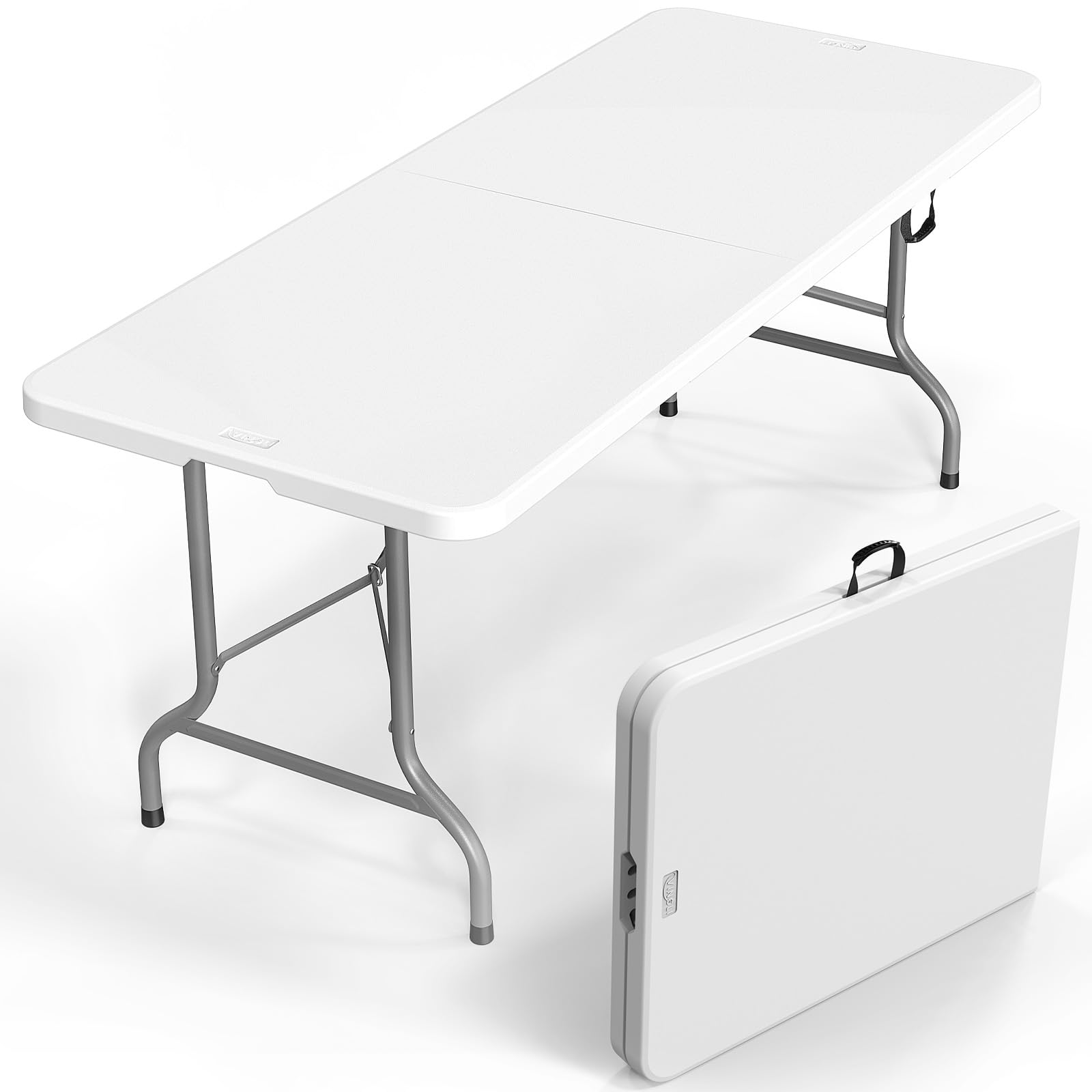 VINGLI 6 Foot Plastic Folding Table Portable Long Table for Indoor Outdoor Use R
